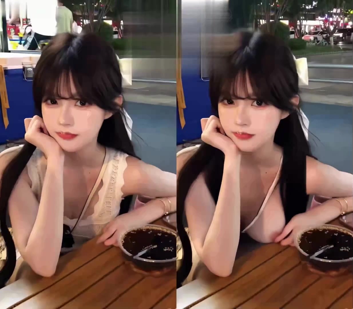 AI魔改 美乳一口奶盖露出白丝
