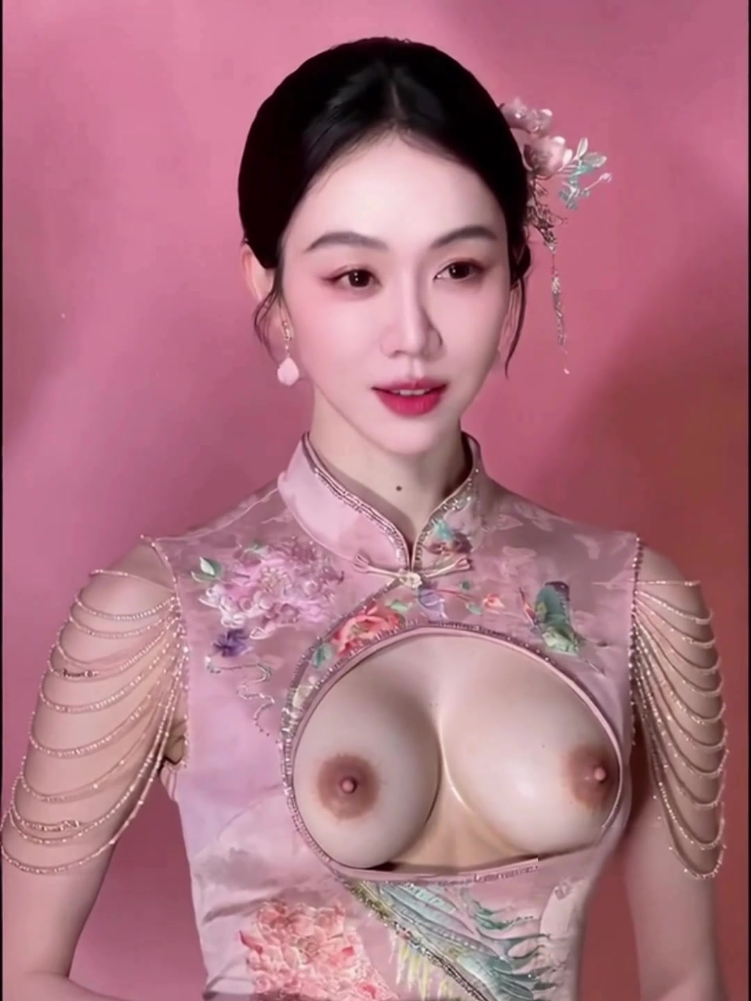 AI魔改 姜妍 骚浪贱货身穿性感旗袍 跪求大家抽插她的淫荡骚穴